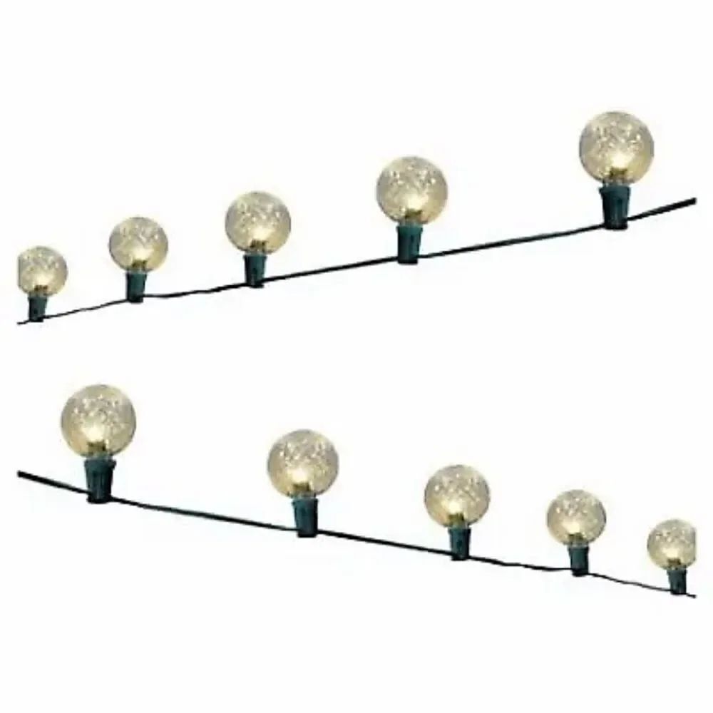 2 Lines Faceted Oversized LED C-BulbLight String, Cool White, Green Wire, 40Ct.